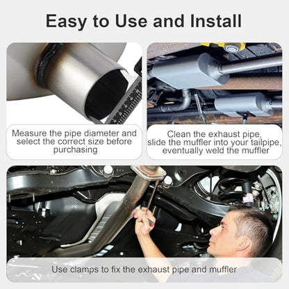 Exhaust Muffler Universal 409 Stainless Straight-Through Performance Muffler for Cars Trucks, 3" Inlet/Outlet, Overall Length 20" - size: 3" Inlet/Outlet