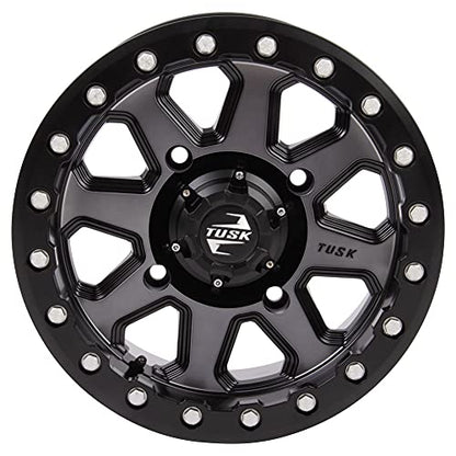 TUSK 4/156 Uinta Beadlock Wheel 14x7 5.0 + 2.0 Gunmetal/Black Compatible with POLARIS RZR Trail/XP/ProXP/General/Ranger KAWASAKI KRX/Ridge/Mule Pro YAMAHA RMAX/YXZ