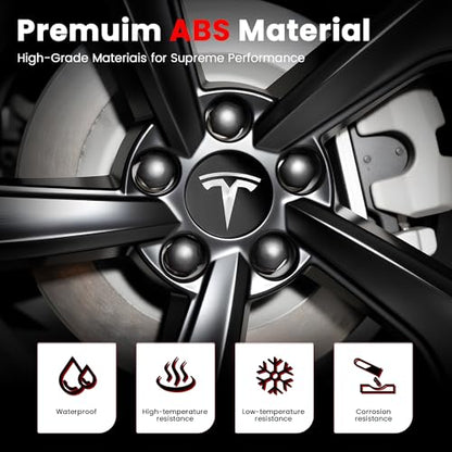4 Pack Car Wheel Center Hub Cap Kit with 22 Lug Nut Covers - color: Glassy Black & Silver