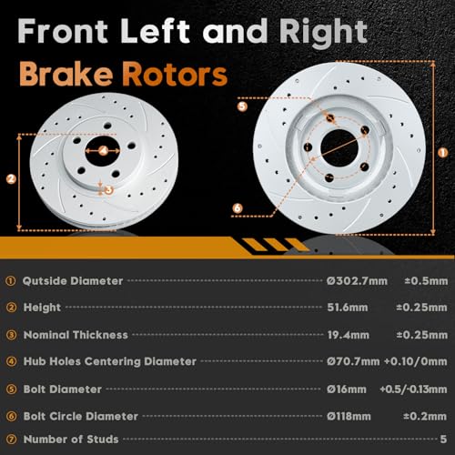 BETTHAND Front And Rear Brake Pads And Rotors Compatible With Chevy - size: 56641*2+56629*2+D1224-7693+D814-7387