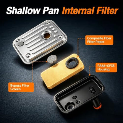 Automatic Transmission Fluid Filter Kit Shallow Pan Internal Filter & Spin-On External Filter Compatible with GMC Sierra Chevrolet Silverado 2500HD 3500 HD 6.6L Replace # 29537965 29539579