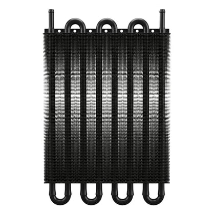 Universal 8 Row 8 Pass Aluminum Transmission Oil Cooler Kit 16"(40cm) x 10"(25.5cm) Tube & Fin Engine Cooler with 5/16" Hose Black/Silver For Racing Cars (Black) - color: Black
