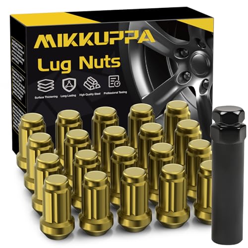 MIKKUPPA M12x1.5 Lug Nuts, Gold 20PCS Closed End Spline Lug Nuts - color: Gold