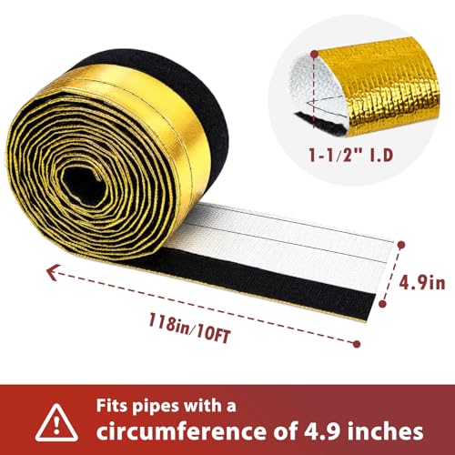 Wire Heat Shield Wrap for Car Hose Lines, 1-1/2" I.D. x 10FT, Gold - color: Gold, size: 1-1/2" I.D. x 10FT