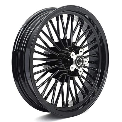 TOFR 18x3.5 16x3.5 Fat Spoke Wheels Black For Harley Touring Baggers 84-08 - color: Gloss Black, size: Front:18x3.5 Rear:16x3.5