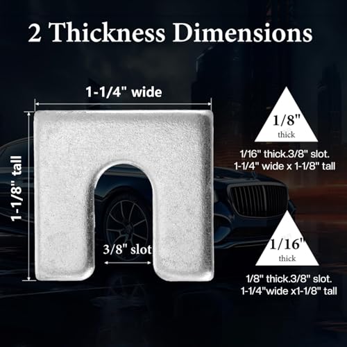 40 Pieces Auto Body And Fender Alignment Shim, Automotive Alignment Shim Assortment Kit With 1/16" & 1/8" Thick, 3/8" Slot Opening Shims, 1/4” Wide, Silver