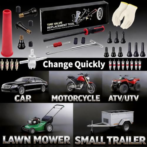 Valve Stem & Core Removal Replacement Tool Kit,Without Tire Removal