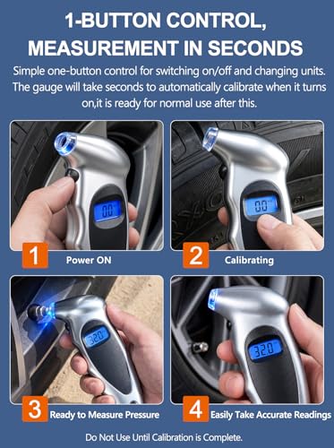 Digital Tire Pressure Gauge 150 PSI with Backlight LCD - color: Silver