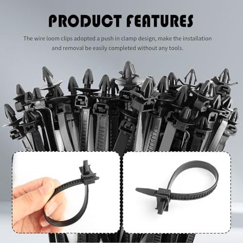 130PCS Car Wire Loom Clips,5 Sizes Wire Harness Clips Push-in Design for Storing and Protecting Cables,Automotive Cable Clip Assortment Kit Universal Fit for Cars/Trucks/SUV