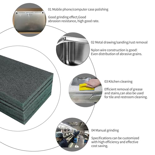 SooGree Carbon Black Scuff Pads - 6Pcs Scouring Pad 7447 - Very Fine Grade Hand Pads General Purpose Sanding Hand Pads 200 x 125mm/8" x 5" - color: 6 Carbon black