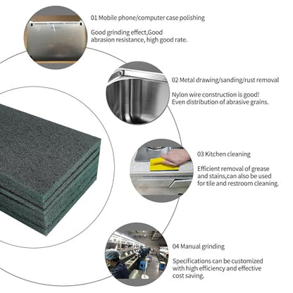 SooGree Carbon Black Scuff Pads - 6Pcs Scouring Pad 7447 - Very Fine Grade Hand Pads General Purpose Sanding Hand Pads 200 x 125mm/8" x 5" - color: 6 Carbon black