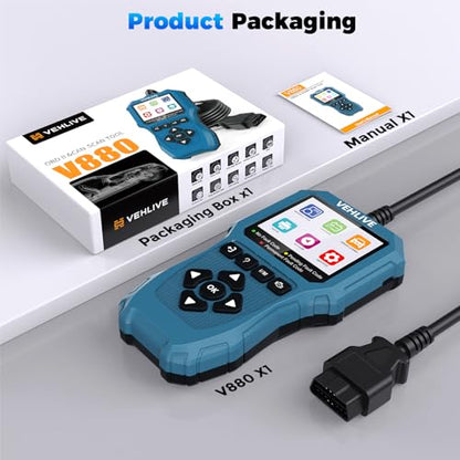 V880 OBD2 Scanner Diagnostic Tool for Car Code Reader/Reset Emissions Test - color: blue