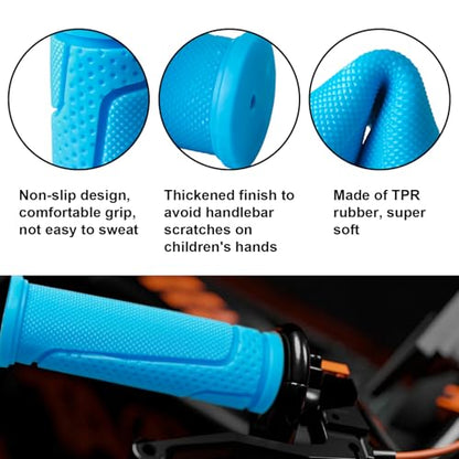 9-Color Kids Bike Handlebar Grips - Non-Slip TPR Bicycle Grips for Mini Bikes & Micro Scooters (22.2mm, 90mm) - color: Blue
