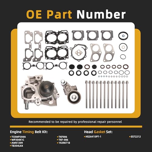 Head Gasket Set with Timing Belt Kit 2.5L, for Subaru Forester/Impreza/Legacy/Outback 2006-2011#OE TCKWP304A WP304K1C TKF006 TKF-006 AWK1309 HS26415PT-1(86pcs) - style: for Forester 2.5L 2004-2010