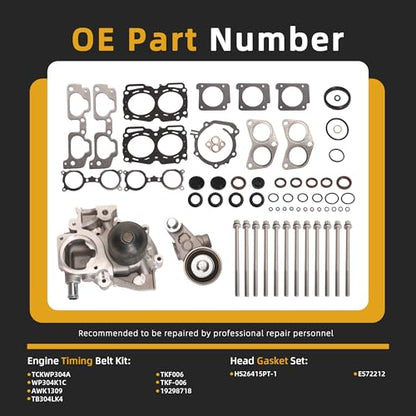 Head Gasket Set with Timing Belt Kit 2.5L, for Subaru Forester/Impreza/Legacy/Outback 2006-2011#OE TCKWP304A WP304K1C TKF006 TKF-006 AWK1309 HS26415PT-1(86pcs) - style: for Forester 2.5L 2004-2010