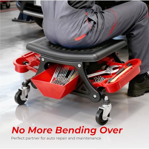 Mechanic Stool with Wheels,300 LBS Capacity Garage Stool