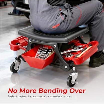 Mechanic Stool with Wheels,300 LBS Capacity Garage Stool