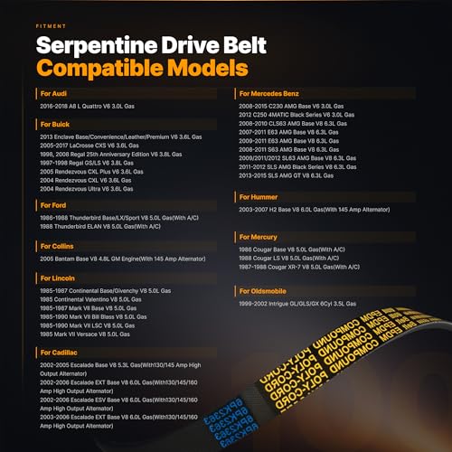 6PK2365 Serpentine Drive Belt for Chevy Silverado, Suburban, Tahoe - size: 6PK2363-2363mm