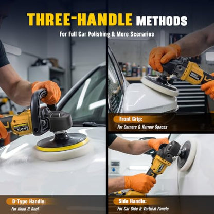 Rotary Buffer Polisher Kit 7 Inch/6 Inch for Dewalt 20V Battery (Tool Only) - color: Yellow