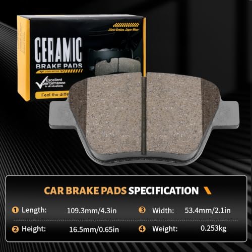D1456 Rear Ceramic Disc Brake Pad Set Fit For Audi A3 2009-2010,A3 Quattro 2009-2013,ForVolkswagen Beetle 2012-2013,Eos 2009-2016,Golf/GTI 2012-2014,Jetta 2013 Hybrid SE,Passat 2012-2014