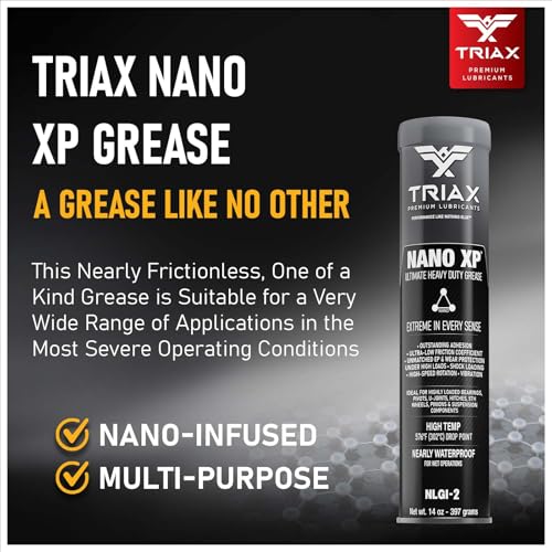 TRIAX Nano XP Grease Ultra Heavy Duty | Moly, Tungsten & Graphite | Wheel Bearings | 5th Wheel | High Temp (14 Oz; 30 Pack) - size: (14 Ounce Cartridge - 30 Tube Pack)