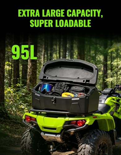 Green-L 95L Universal ATV Rear Rack Cargo Storage Box Trunk Luggage with Passenger Backrest Pad - size: #1-95L