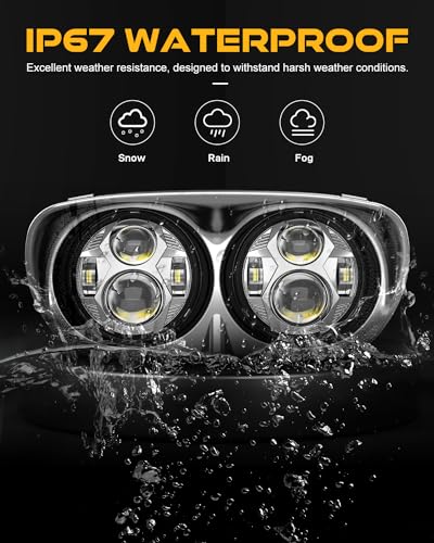 M MIBAHE 120W 5.75 Inch Dual LED Headlight Compatible with Road Glide 2004-2013, Chrome - color: chrome