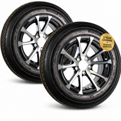 eCustomrim 2 Pack Trailer Tire Rim Assembly 4.80-12 480-12 Black Aluminum