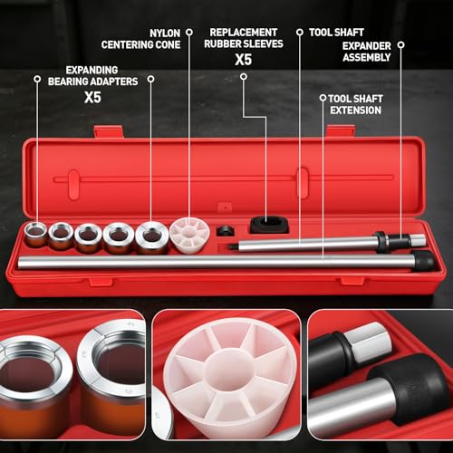 DNA Motoring Cam Bearing Tool Set, Camshaft Bearing Installation and Removal Tool Kit Fit Most Domestic and Import Vehicles, with 1.125-2.690 Inch Adapters, TOOLS-00555 - style: Cam Bearing Tool