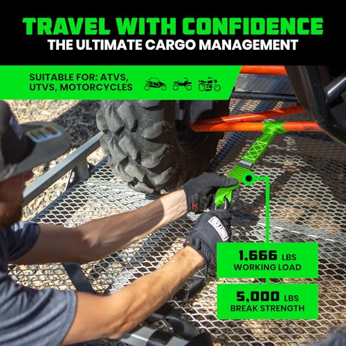 Rhino USA Soft Loop Tie Down Straps (4-Pack) - Motorcycle Handlebar Straps - color: Green 4-Pack