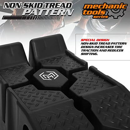 M-AUTO Vehicle Ramp Set of 2 Universal Drive-On 2-Stage Incline Ramps, 2.5 Ton (5000 lb) Lifting Capacity, Nestable & Portable Auto Service Ramp