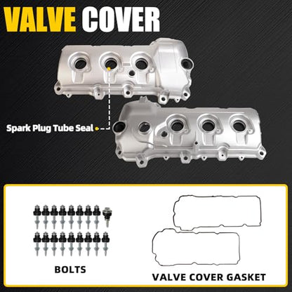Aluminum Engine Valve Cover Compatible with Ford Flex Edge Fusion Taurus Lincoln MKS MKT MKX MKZ 2007-2012 3.5L V6 - size: Right Side & Left Side