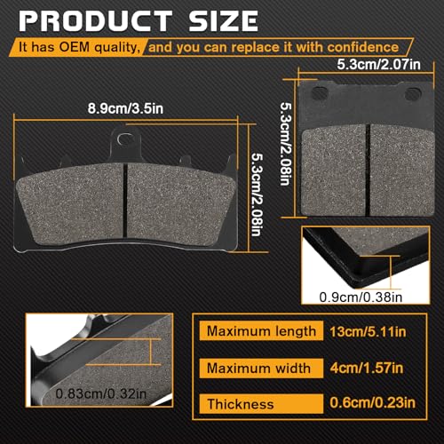 LOCOPOW Front and Rear Brake Pads for Suzuki GSX1300R Hayabusa 1999-2007 GSF1200 SK/K Bandit 2001-2005 GSXR750 1996-1999 GSXR 600 1997-2003 TL1000R 1998-2003 - style: Semi-metal