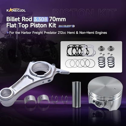 Billet Rod（3.308）Kit for Predator 212cc Hemi and Non-Hemi versions Engine - size: With 70mm Flat Top Piston Kit