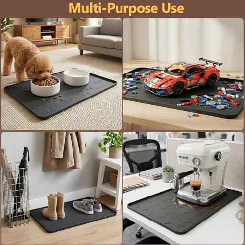 Oil Drip Pan 34" x 22" Black Silicone, Oil Drip Pan for Under Car, Heavy Duty Oil Spill Mat with 0.7" Raised Edge, Leak Containment Drip Tray, Waterproof Garage Floor Protector - color: BLCAK
