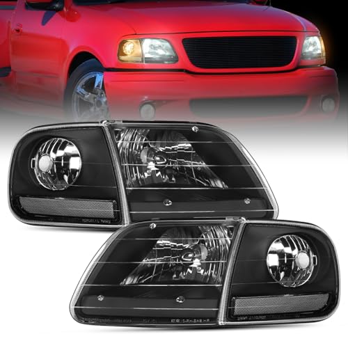 Nilight Headlight Assembly Compatible with Ford F-150 Expedition 1997-2003 - color: Black Housing + Clear Reflector, size: 1997-2003 F150