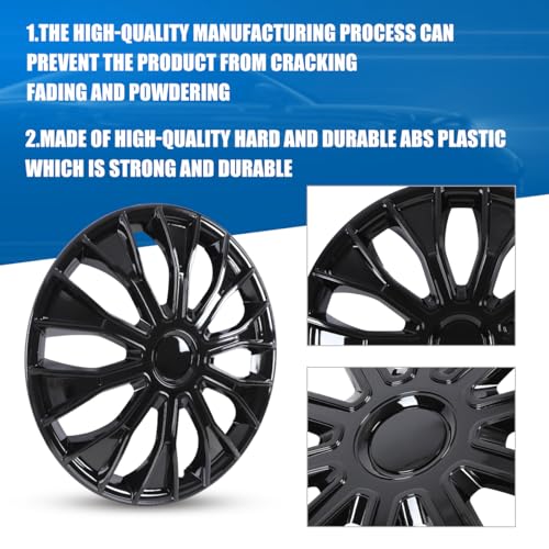 Winjet 16 inch Universal Hubcaps for Steel Wheel Rims Cover,Snap On Car Truck SUV Wheel Rim Covers,Steel ABS+PC Material Set of 4(16 inch,Black Lacquer) - color: Black Lacquer (5086-BL-16), size: 16 inch