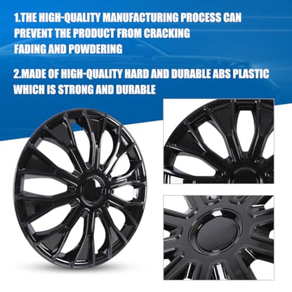 Winjet 16 inch Universal Hubcaps for Steel Wheel Rims Cover,Snap On Car Truck SUV Wheel Rim Covers,Steel ABS+PC Material Set of 4(16 inch,Black Lacquer) - color: Black Lacquer (5086-BL-16), size: 16 inch