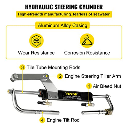 VEVOR Hydraulic Outboard Steering Kit 90HP Marine Hydraulic Steering System