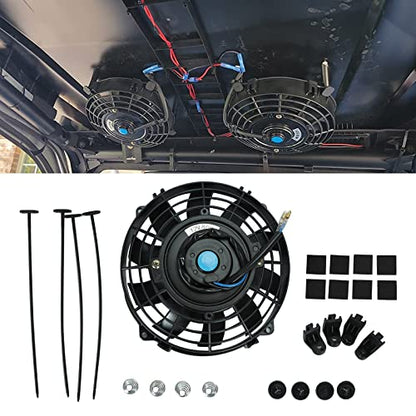7" inch Universal Slim Fan Push Pull Electric Radiator Cooling 12V Mount Kit Black - color: Black, size: 7 Inch