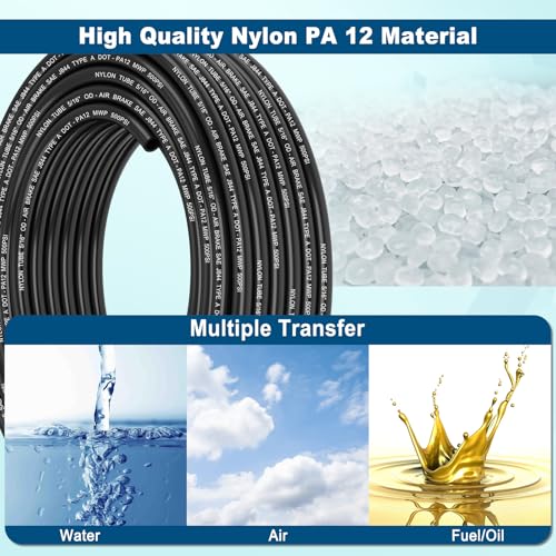 5/16" DOT Air Line, 35FT SAE J844 PA12 Nylon Air Tubing with Cutter - size: 5/16" OD 35FT