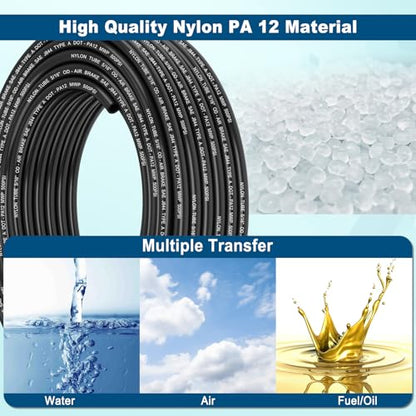 5/16" DOT Air Line, 35FT SAE J844 PA12 Nylon Air Tubing with Cutter - size: 5/16" OD 35FT