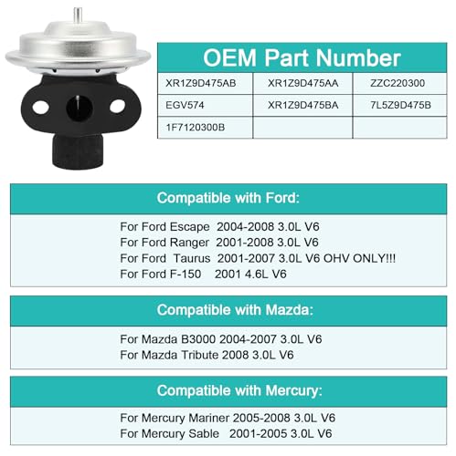 AULINK EGV574 EGR Valve (3.0L 4.6L V6) For Ford F150 Escape Ranger Taurus - color: Black EGV574