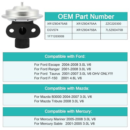 AULINK EGV574 EGR Valve (3.0L 4.6L V6) For Ford F150 Escape Ranger Taurus - color: Black EGV574