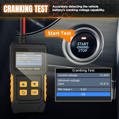 Car Battery Tester 12V 24V Automotive Battery Load Tester 30-2000 CCA, Auto Alternator Tester Charging Cranking System Testing for Car Truck Motorcycle ATV SUV Boat