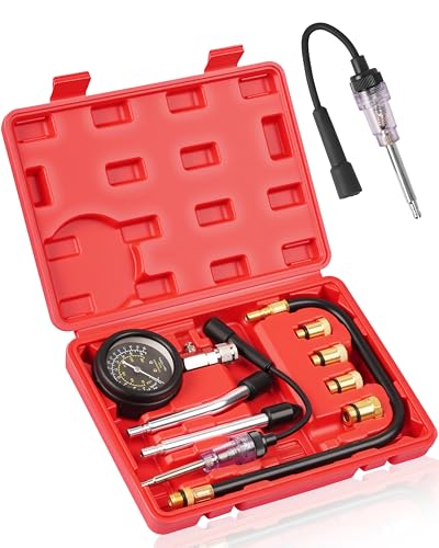 DAYUAN 9Pcs Professional Petrol Engine Compression Tester Kit Set - color: Red-orange