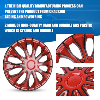 Winjet 16 inch Universal Hubcaps for Steel Wheel Rims Cover,Snap On Car Truck SUV Wheel Rim Covers,Steel ABS+PC Material Set of 4(16 inch,Black Lacquer & Red Lacquer) - color: Black Lacquer & Red Lacquer (5086-BRB-16), size: 16 inch
