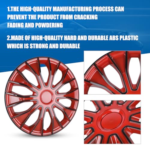 Winjet 16 inch Universal Hubcaps for Steel Wheel Rims Cover,Snap On Car Truck SUV Wheel Rim Covers,Steel ABS+PC Material Set of 4(16 inch,Black Lacquer & Red Lacquer) - color: Black Lacquer & Red Lacquer (5086-BRB-16), size: 16 inch
