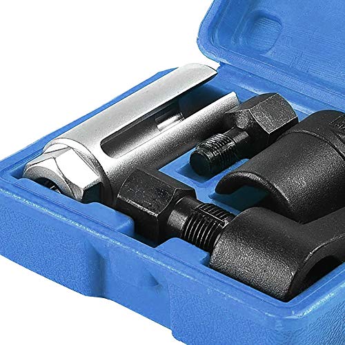 A ABIGAIL 5 PCS Automotive O2 Oxygen Sensor Socket Wrench Removal Tool and Thread Chaser Set 3/8" 1/2" Drive x 7/8" 22mm O2 Sensor Wrench Remover - color: Blue