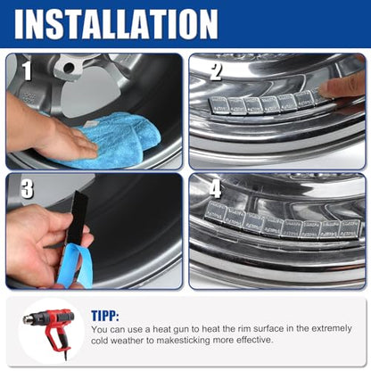 JiiinMiiin 1/4oz, 0.25oz, 960PCS Gray Steel Adhesive Stick on Wheel Weights - color: Chrome, size: 0.25oz - 960PCS